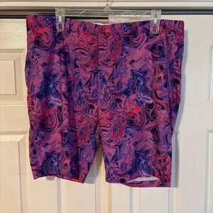 Hreski Brand Vibrant Floral Flat Front Shorts in Pink and Purple